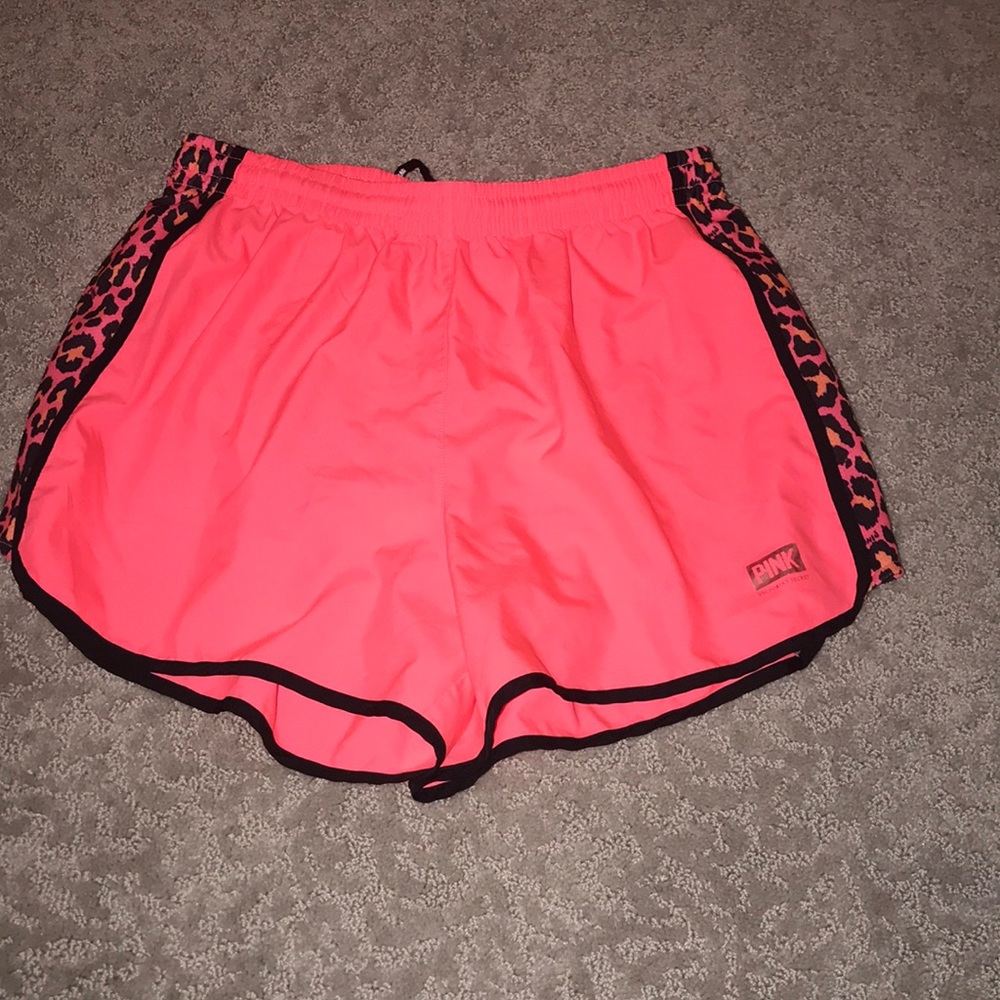 Pink track shorts